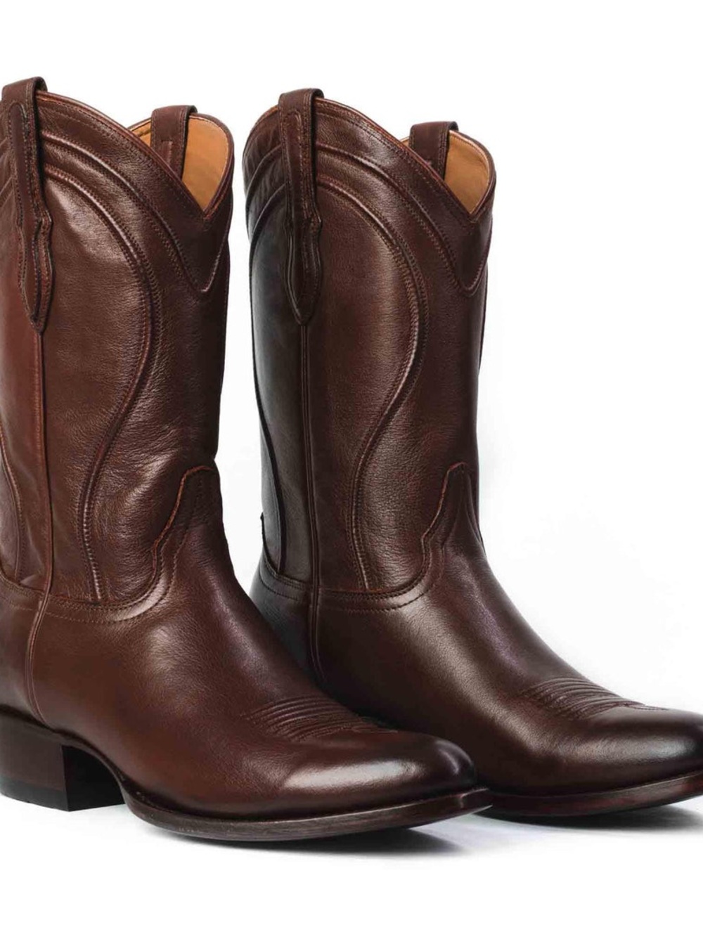 Mens Rujo The Duke Saddle Brown Calfskin LeatherCowboy Boots Size 11